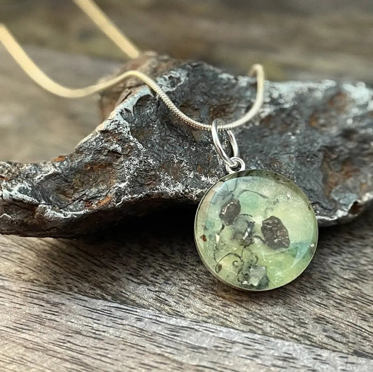 Moldavite Meteorite Sterling Silver Pendant