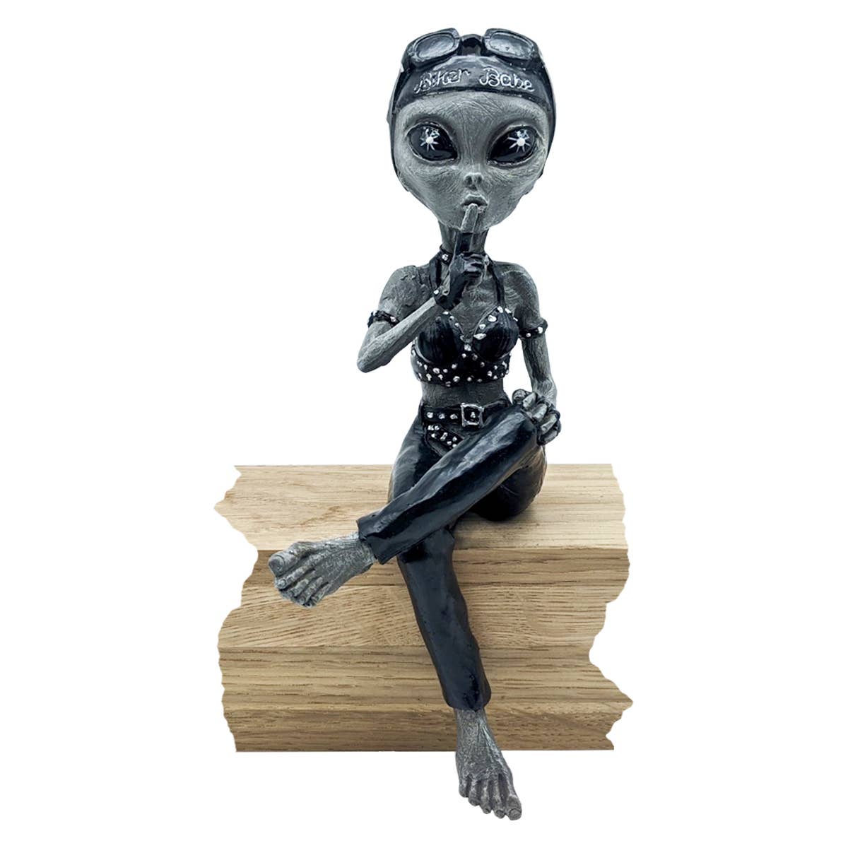 Alien Invasion Biker Babe Ledge Lounger 10" tall Figurine: Green