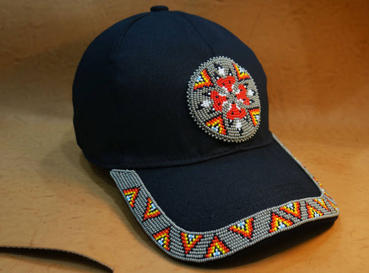 Handmade Beaded Baseball cap seed Beads Tucker Hat Grey 4fox