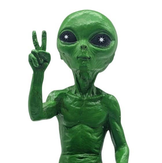 Alien Invasion Peace Dude Male Figurine 10" tall : Green