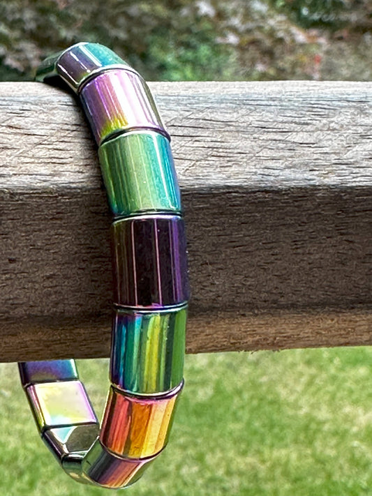 Titanium Hematite Bangle Bracelet