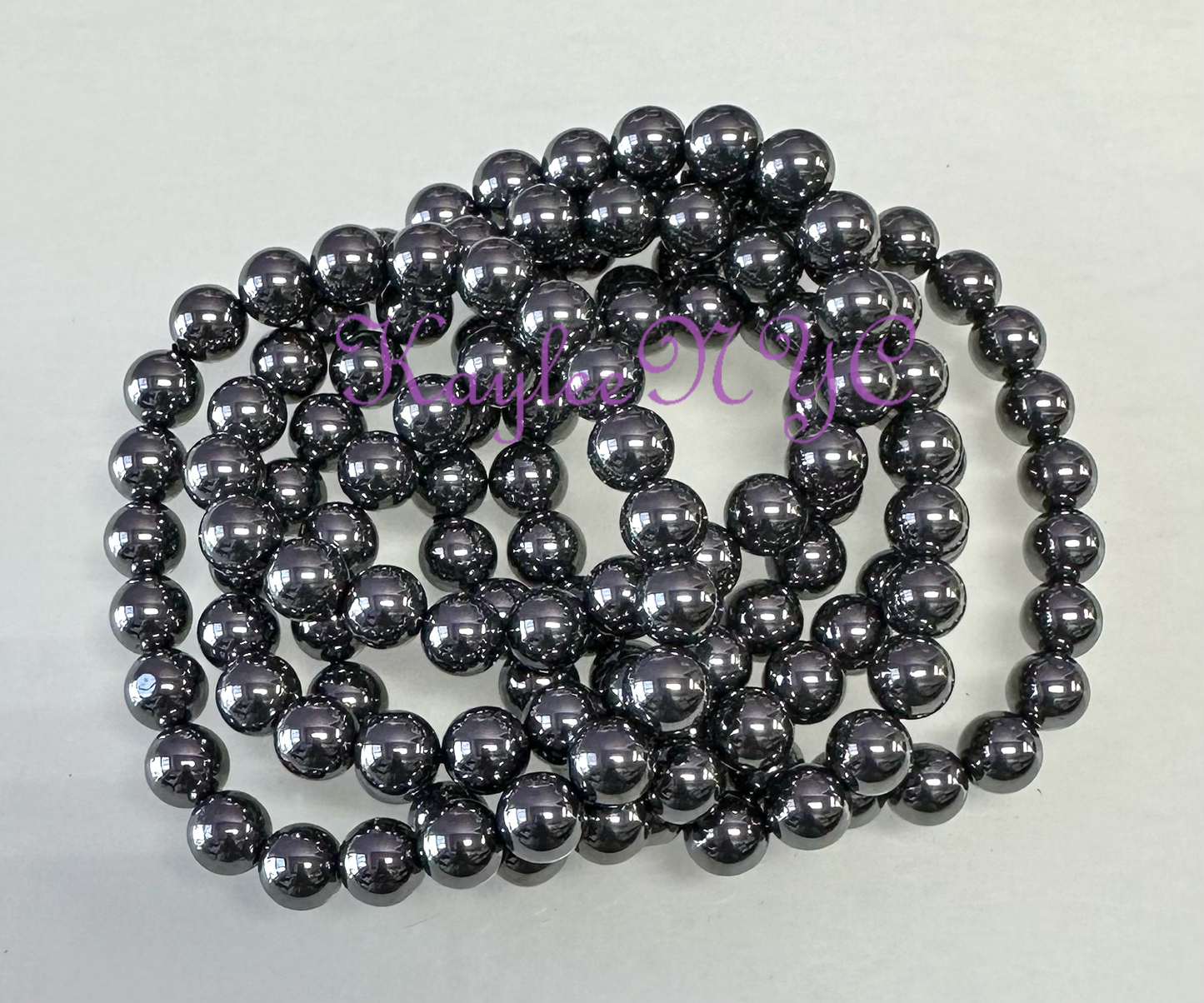 6 Pcs Terahertz 8mm 7.5” Crystal Stretch Bracelet