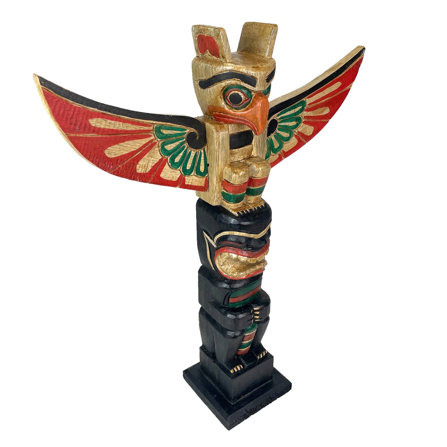 20 Inch Tall Northwest Coast Style Wooden Totem Pole