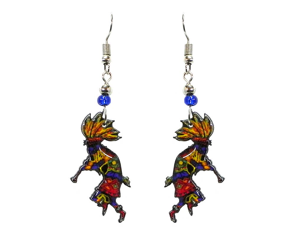 Acrylic Kokopelli Southwestern Native Deity Dangle Earrings