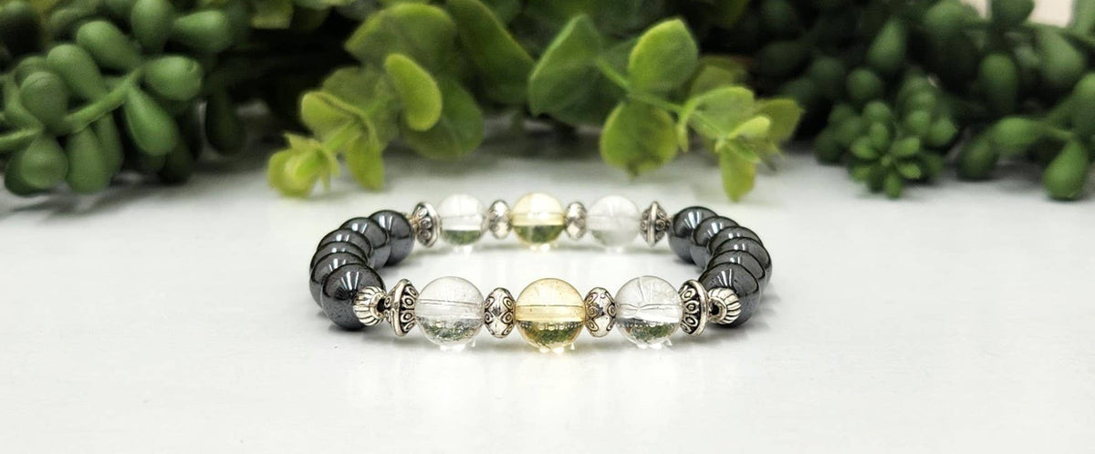 EMPATH PROTECTION-Citrine/Clear Quratz/Hematite Bracelet: OPTION #1: Bracelets Only