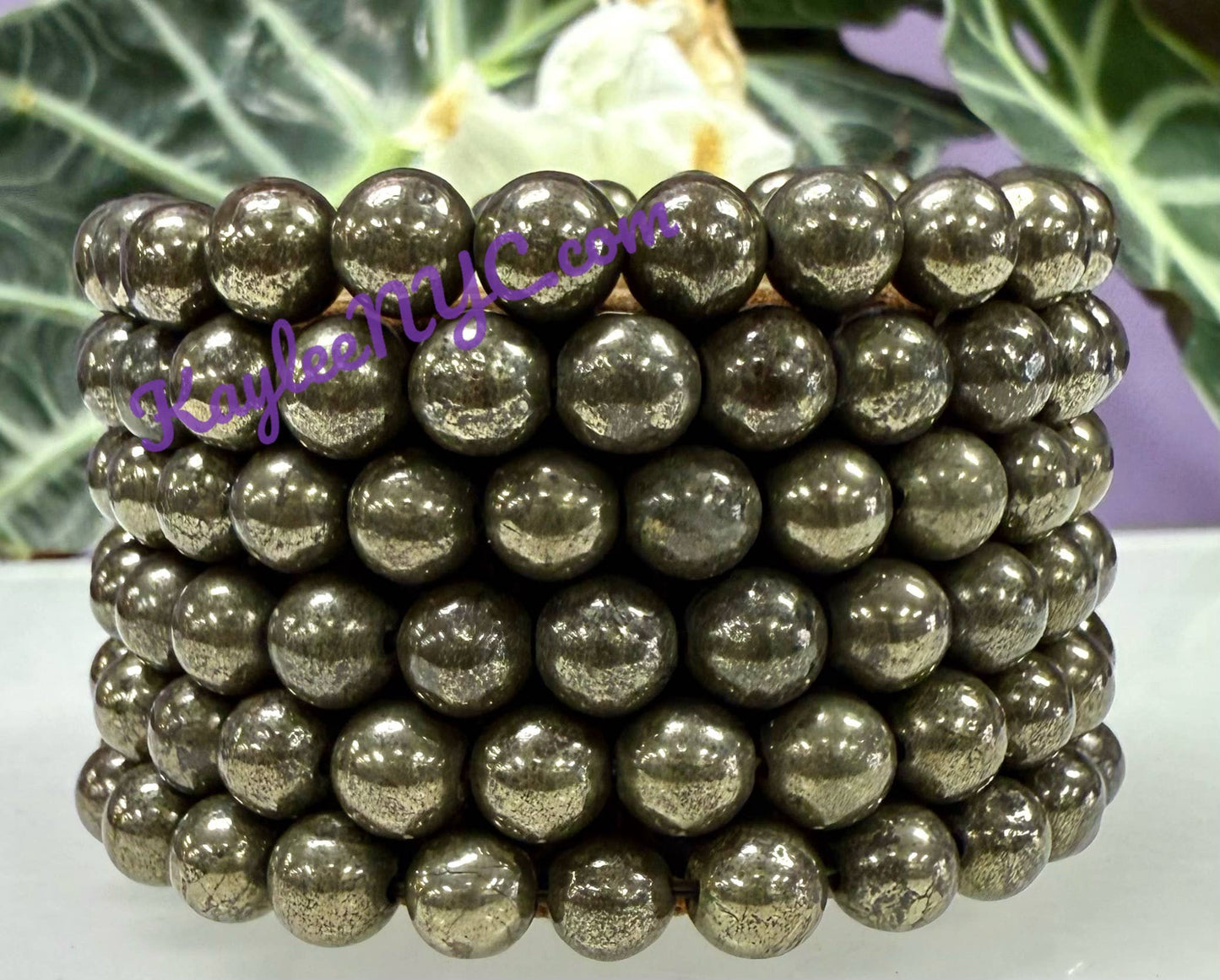 Natural Pyrite 8mm 7.5” Crystal Healing Stretch Bracelet