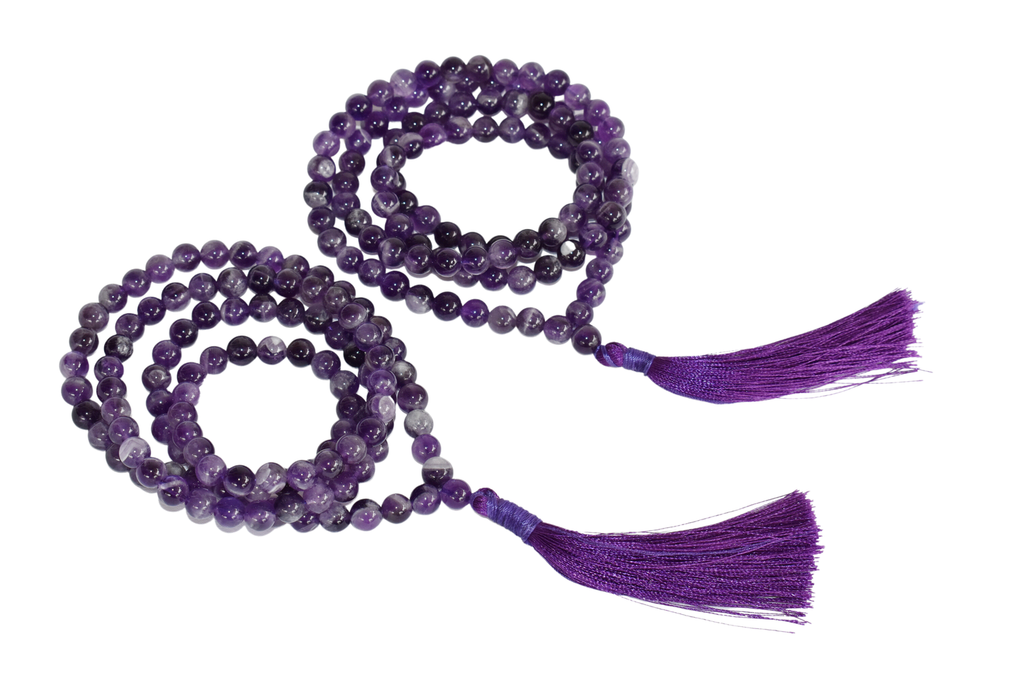 Gemstone Mala | Amethyst | 108 Prayer Beads Mala | Jap Mala: 8mm