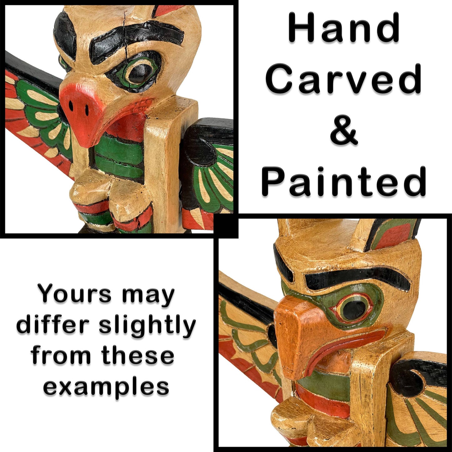 Light Brown Northwest Coast Style Eagle Totem Pole Sculpture
