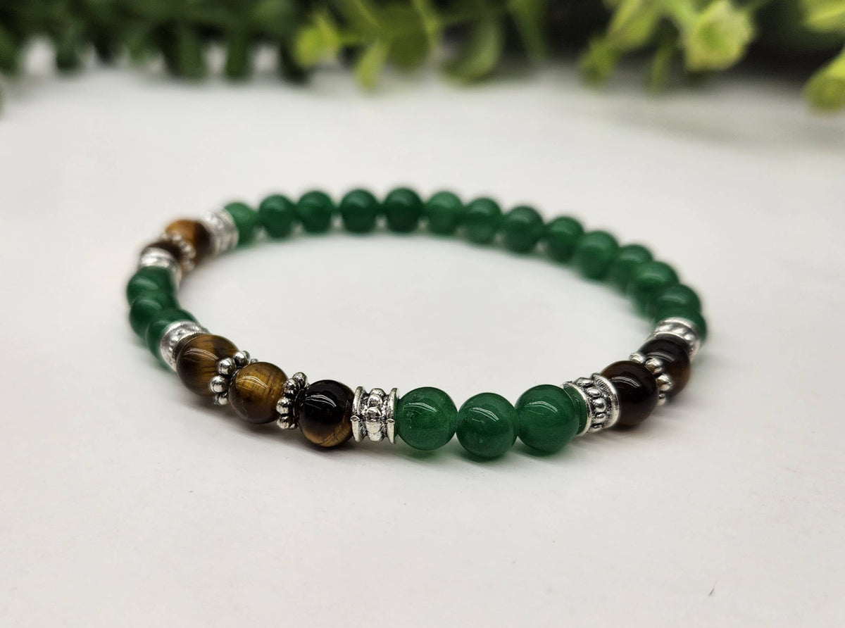ABUNDANCE - Yellow Tiger Eye & Jade Bracelet 6mm beads 7.5": OPTION #1: Bracelets Only