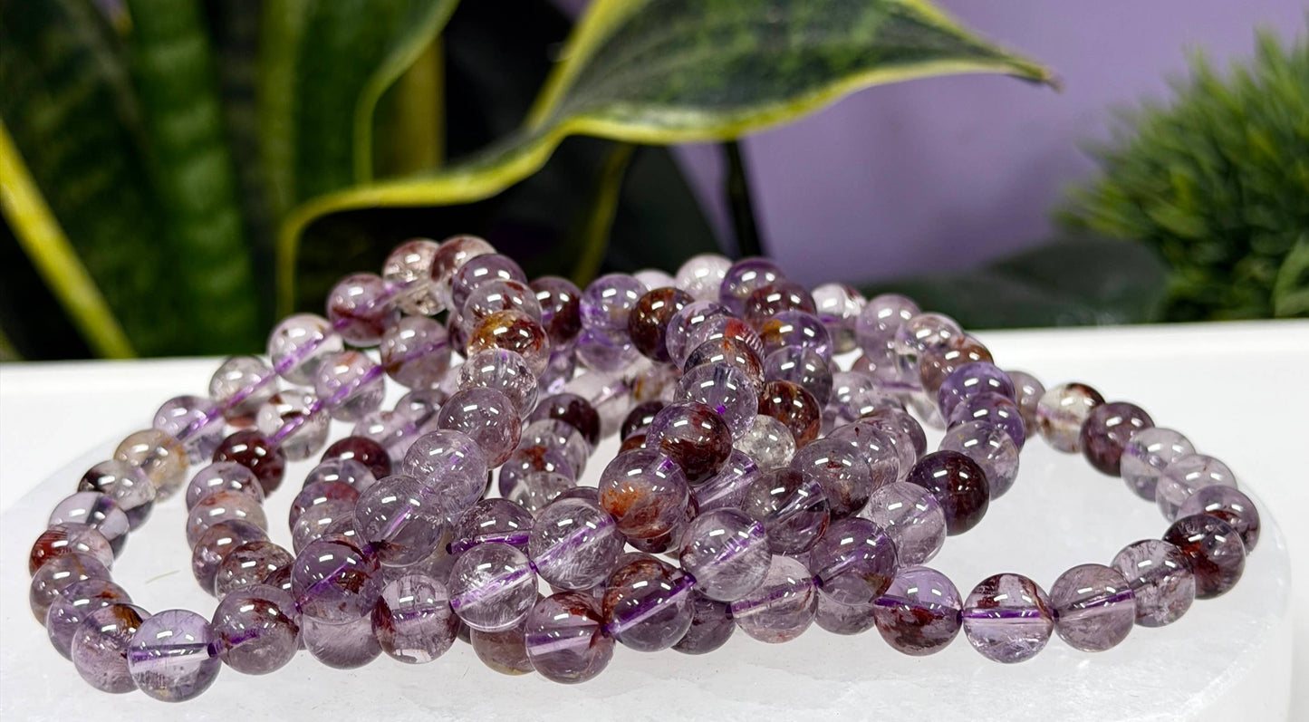 8mm Natural Super 7 Crystal Healing Stretch Bracelet 7.5"