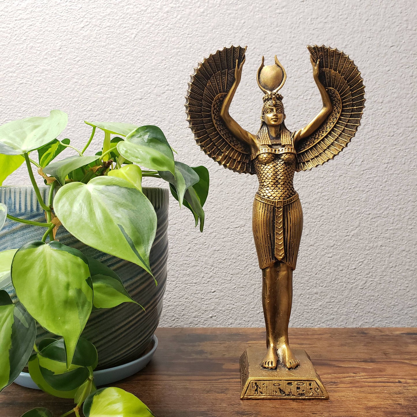 Tall Winged Isis Bronze - 13" - Made in Egypt - Goddess