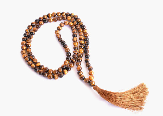 Gemstone Mala | Tiger Eye | 108 Prayer Beads Mala | Jap Mala: 8mm