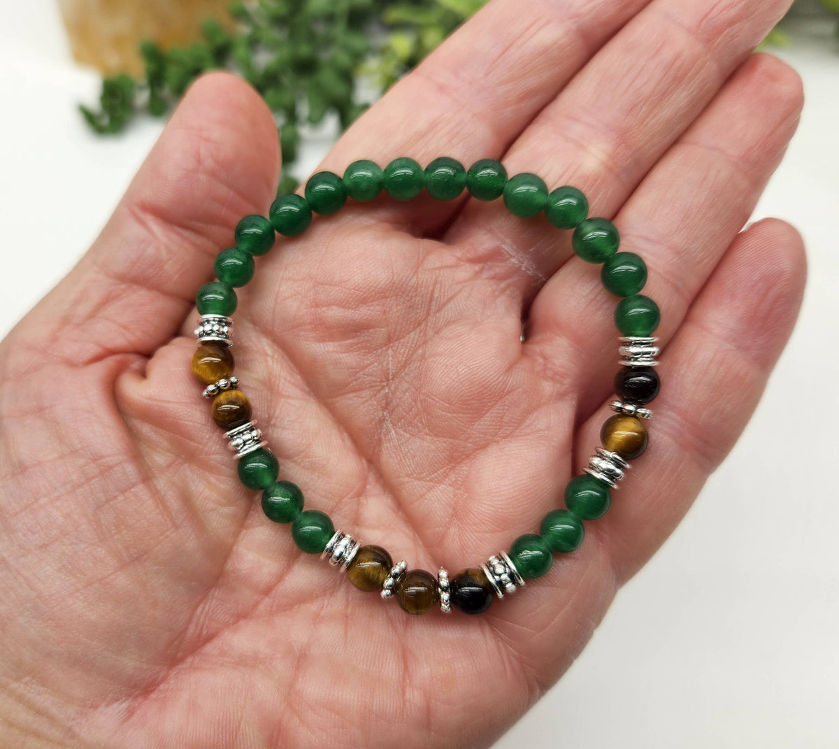 ABUNDANCE - Yellow Tiger Eye & Jade Bracelet 6mm beads 7.5": OPTION #1: Bracelets Only