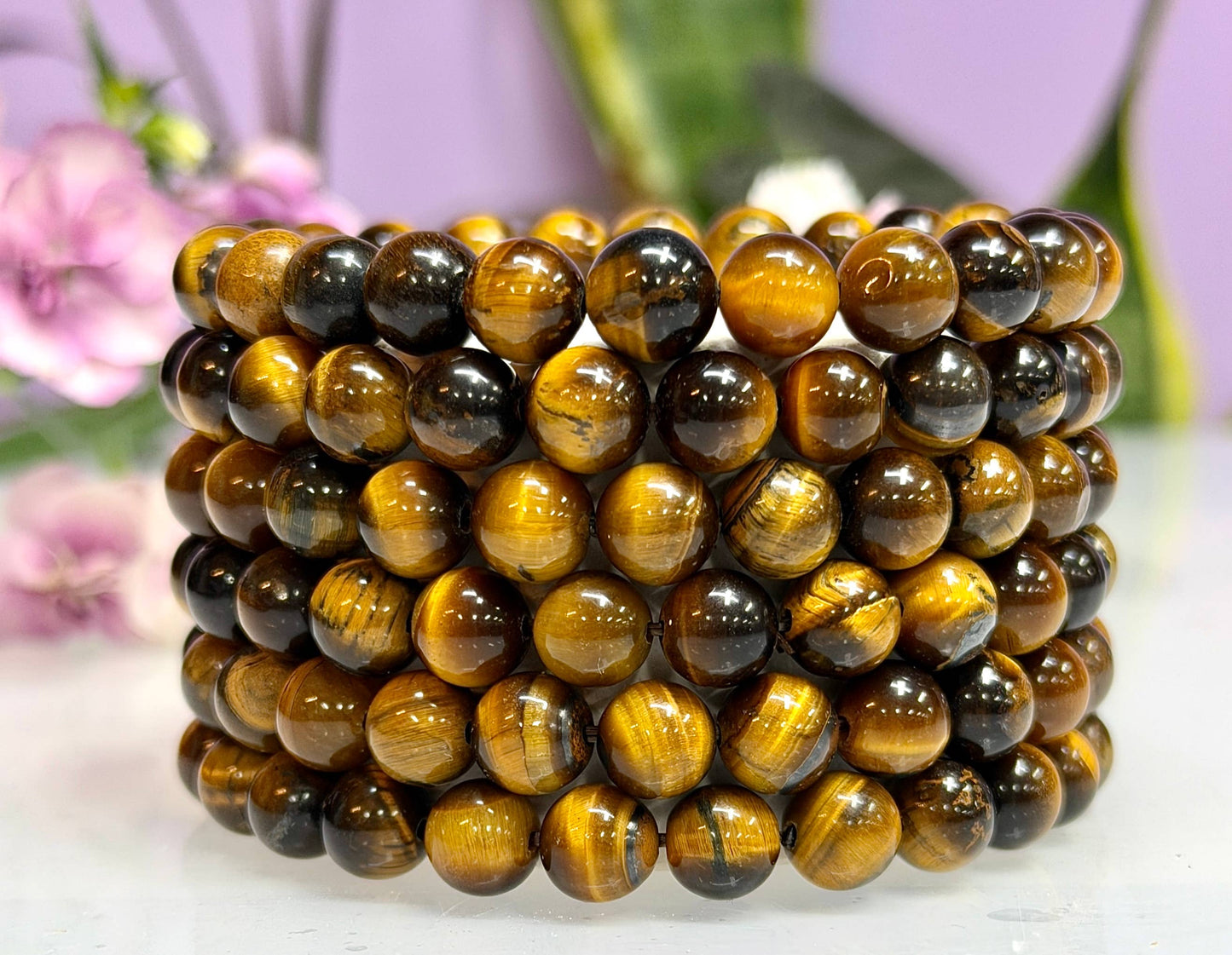 Natural Tiger Eye 8mm 7.5” Crystal Healing Stretch Bracelet