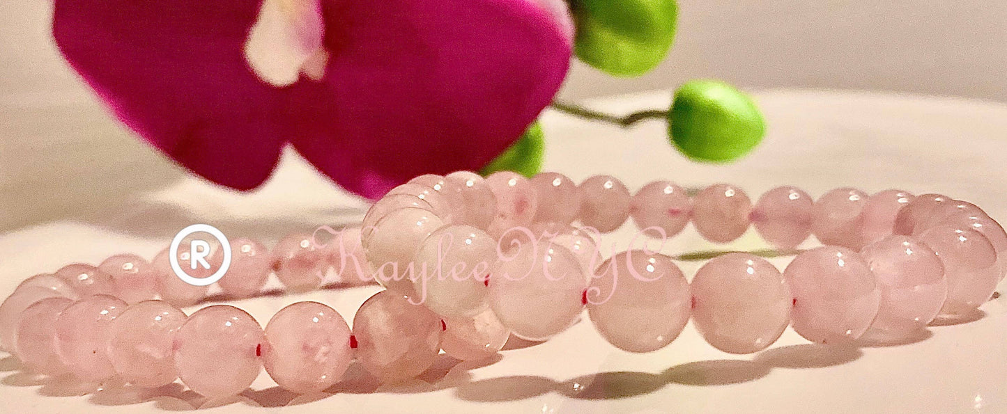 Wholesale 6 Pcs Natural Rose Quartz 8mm 7.5” Crystal Healing Stretch Bracelet