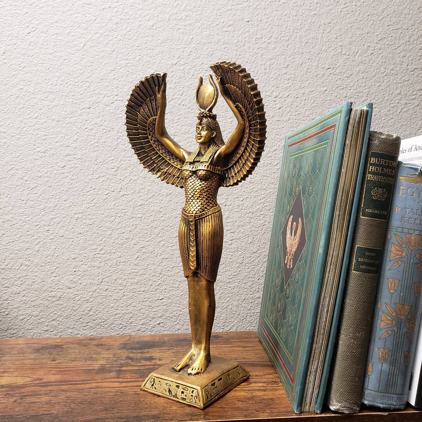 Tall Winged Isis Bronze - 13" - Made in Egypt - Goddess