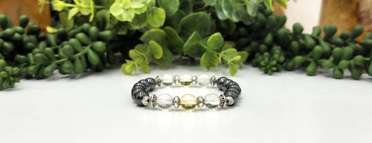 EMPATH PROTECTION-Citrine/Clear Quratz/Hematite Bracelet: OPTION #1: Bracelets Only