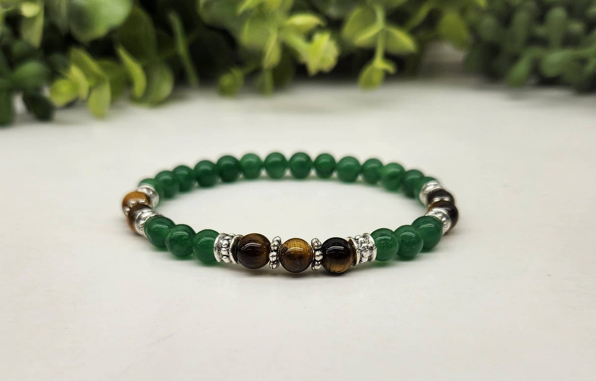 ABUNDANCE - Yellow Tiger Eye & Jade Bracelet 6mm beads 7.5": OPTION #1: Bracelets Only