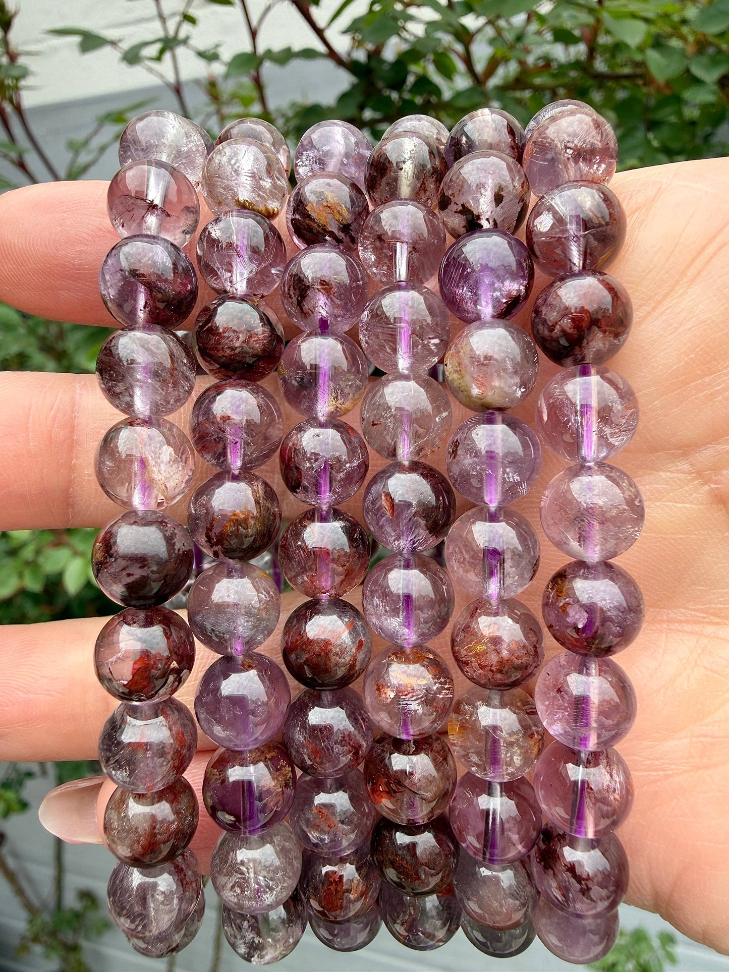 8mm Natural Super 7 Crystal Healing Stretch Bracelet 7.5"