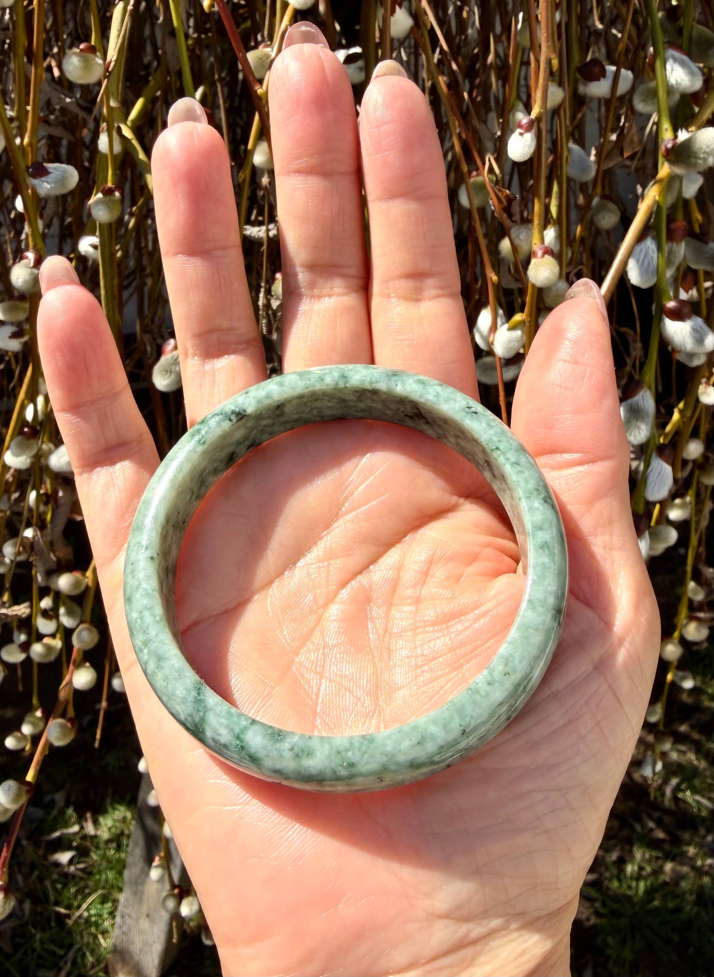 Natural Burma Jade Bangle Bracelet Crystal Healing Energy 