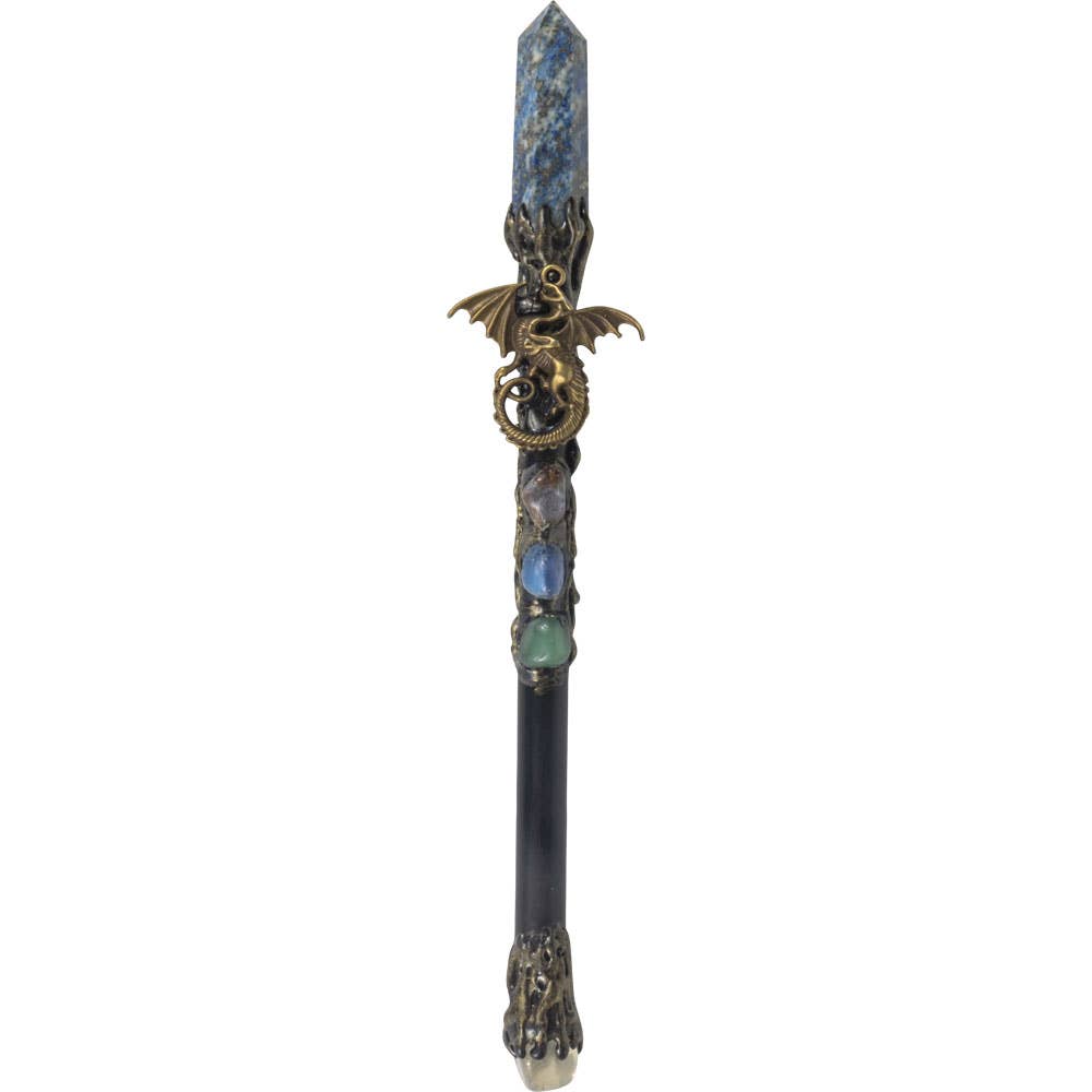 Magick Wand - Lapis Point w/ Gold Dragon (Each)