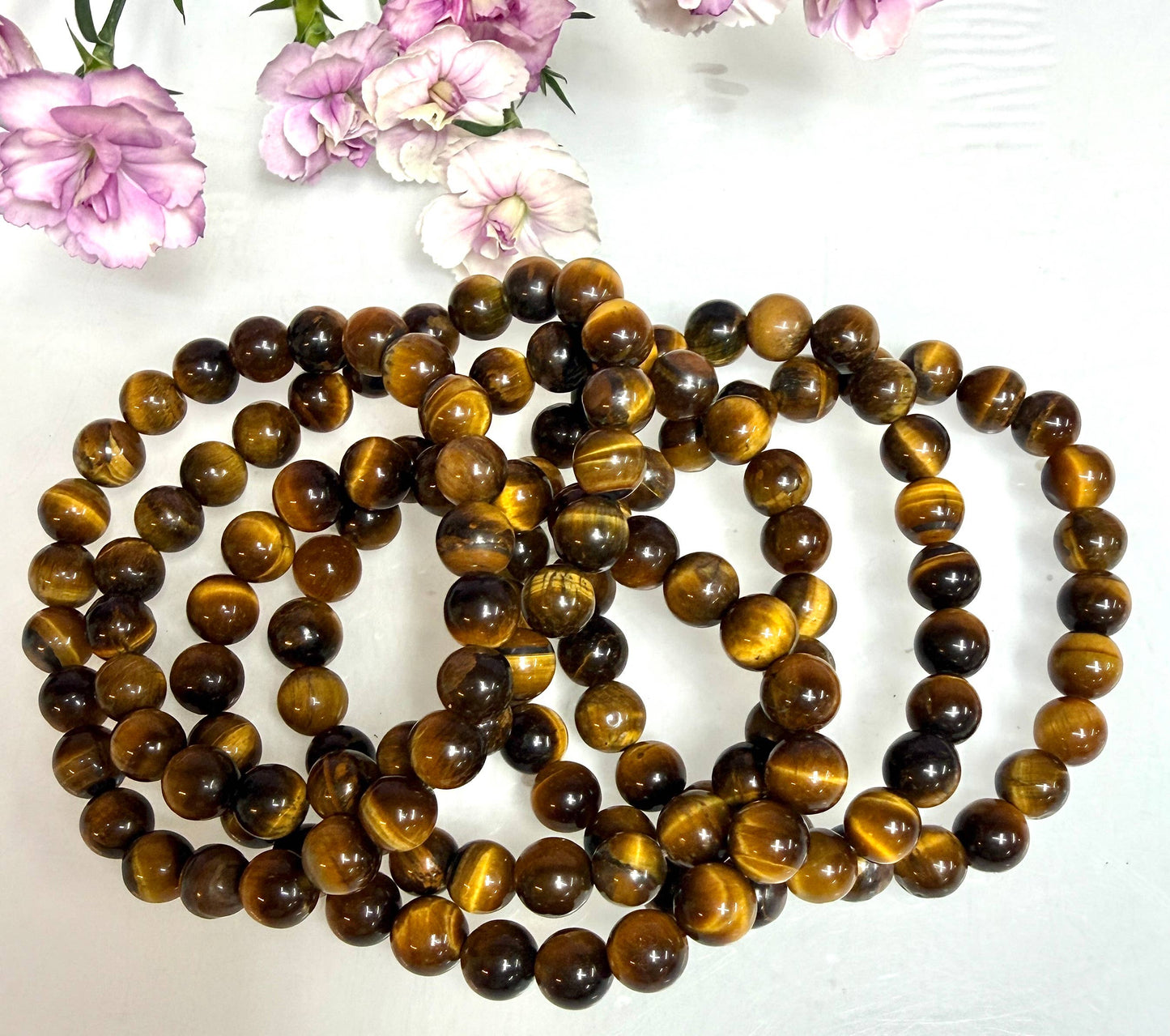 Natural Tiger Eye 8mm 7.5” Crystal Healing Stretch Bracelet