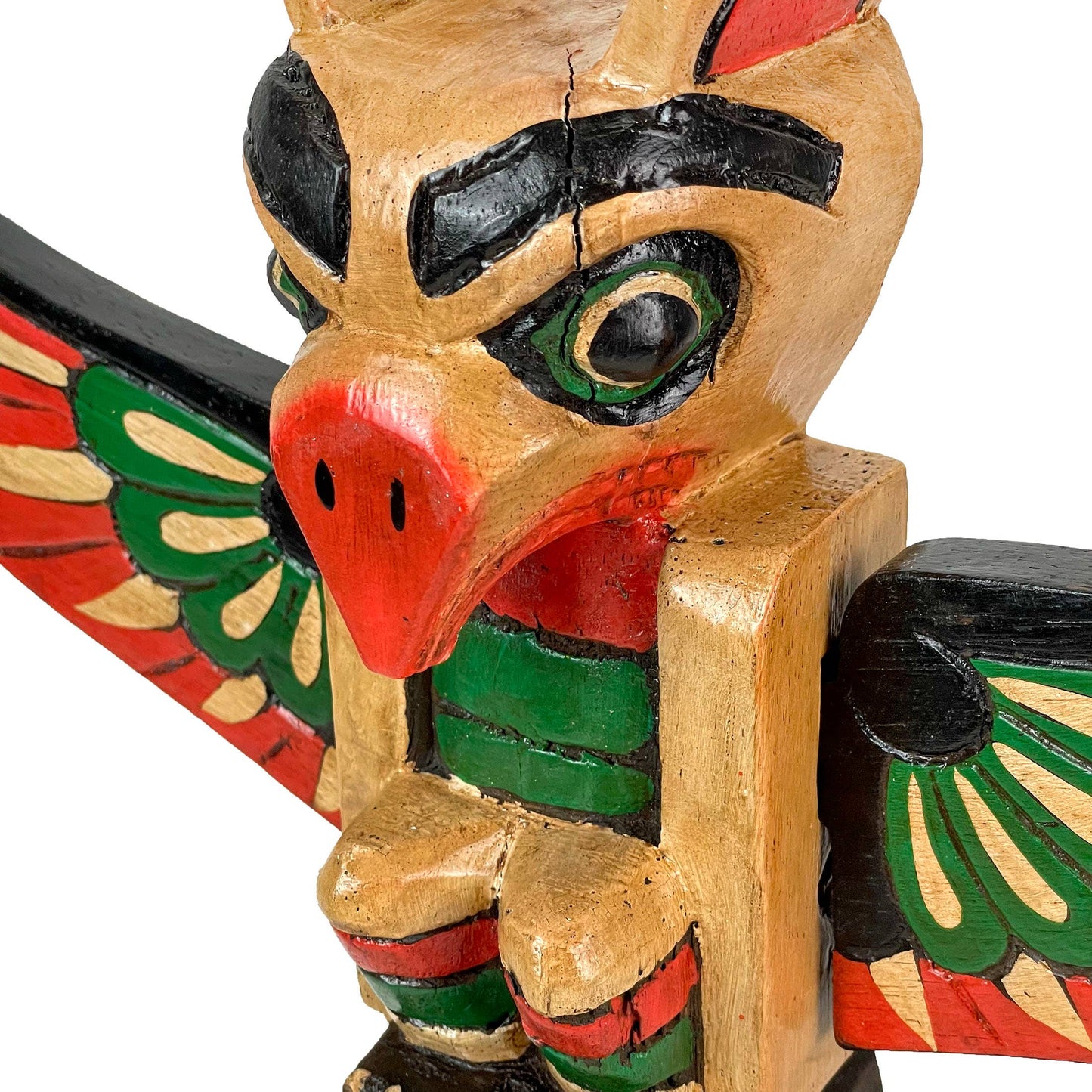Light Brown Northwest Coast Style Eagle Totem Pole Sculpture