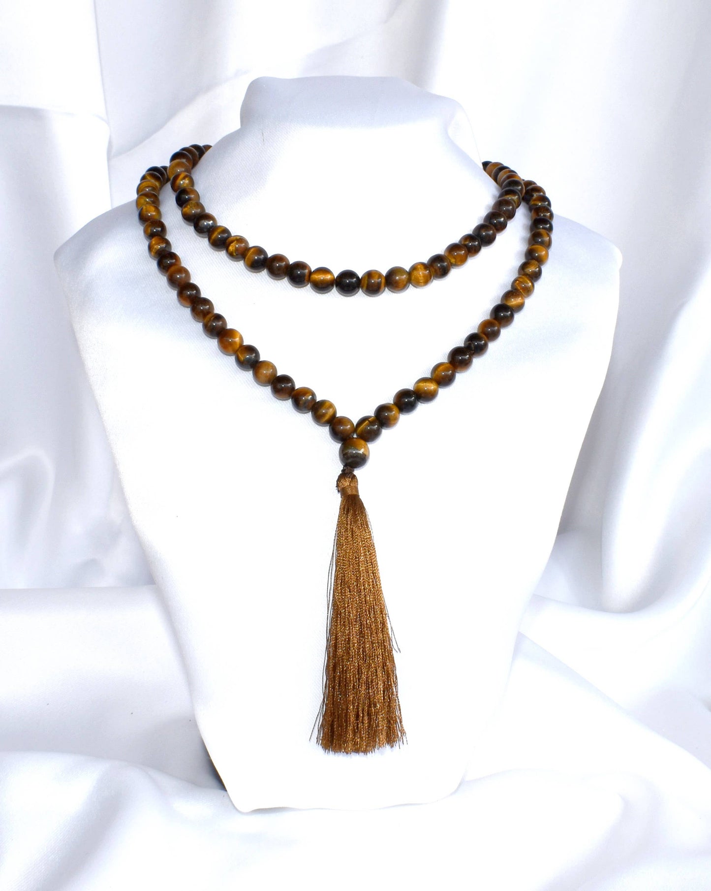 Gemstone Mala | Tiger Eye | 108 Prayer Beads Mala | Jap Mala: 8mm