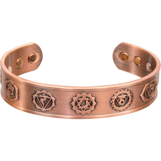 Magnetic Copper Bracelet - Seven Chakras - Antique Copper