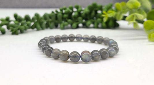 Labradorite Gemstone Bracelet Stretchable 8mm Beads-7.5"L: Bracelets only