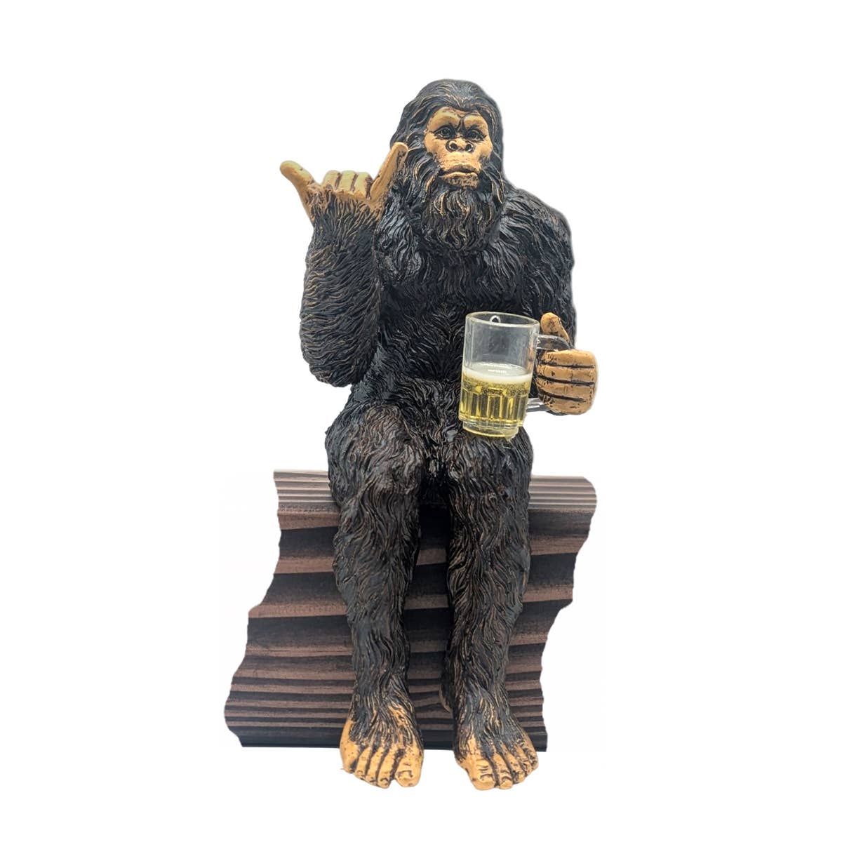 Party Bigfoot Sasquatch Beer Drinking Statue 10 inch H: Stonewash