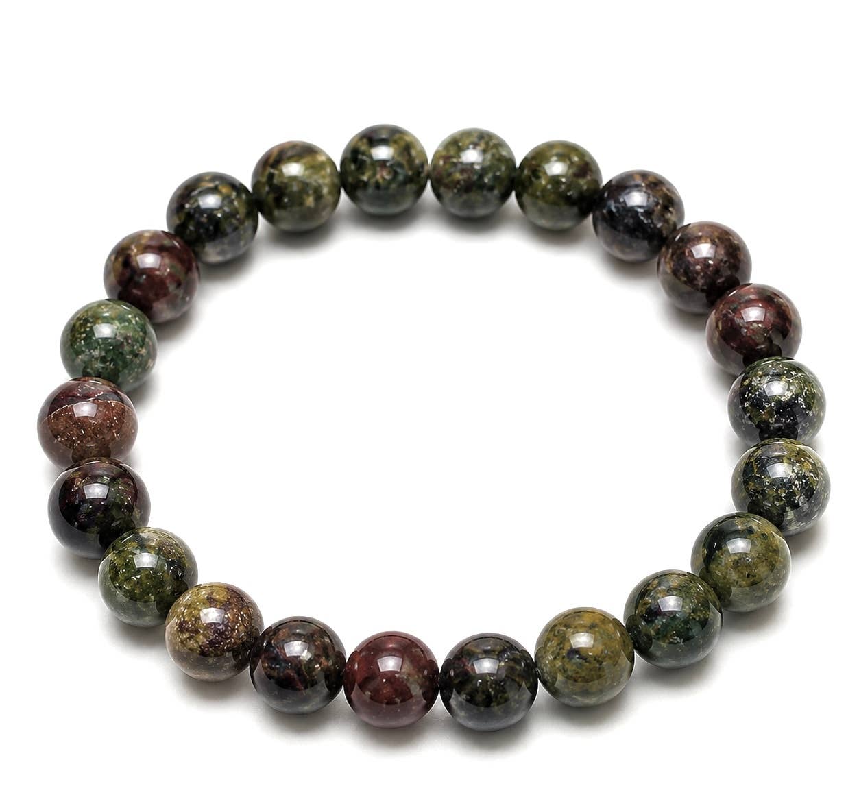 Natural Dragon Bloodstone 8mm Crystal Stretch Bracelet 7.5"