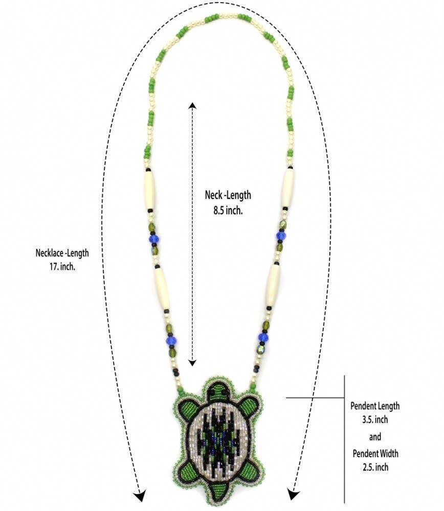Handmade Blue Green White Turtle Long Necklace Earring Set