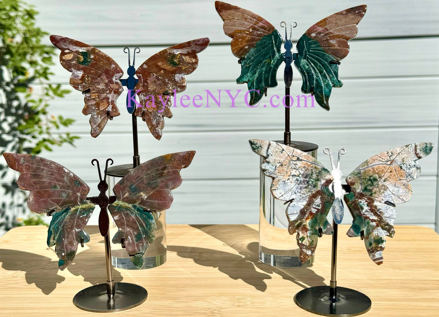 Wholesale 4 Piece Set Natural Marine Jasper Butterfly Crystal