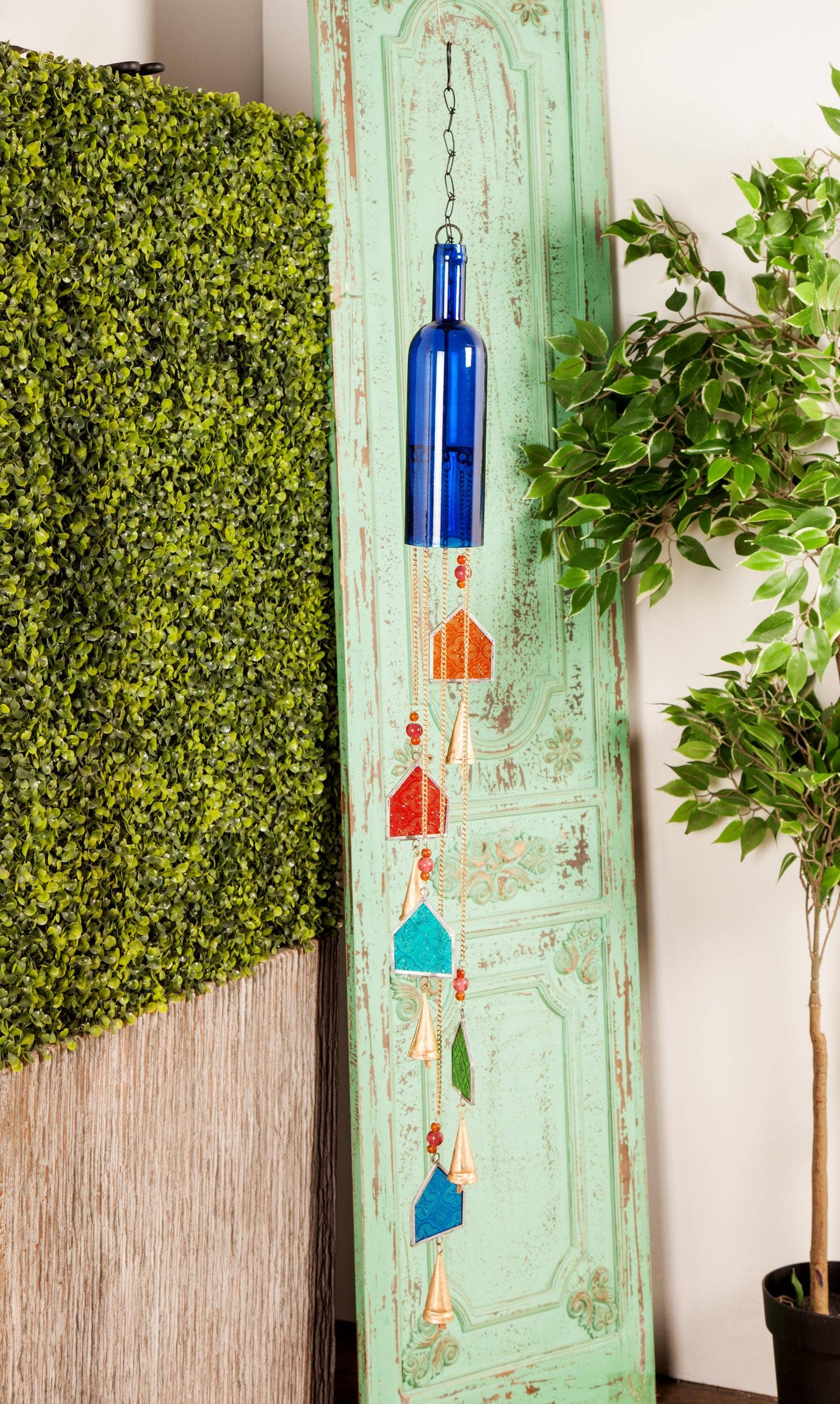 Eclectic Blue Glass Windchime