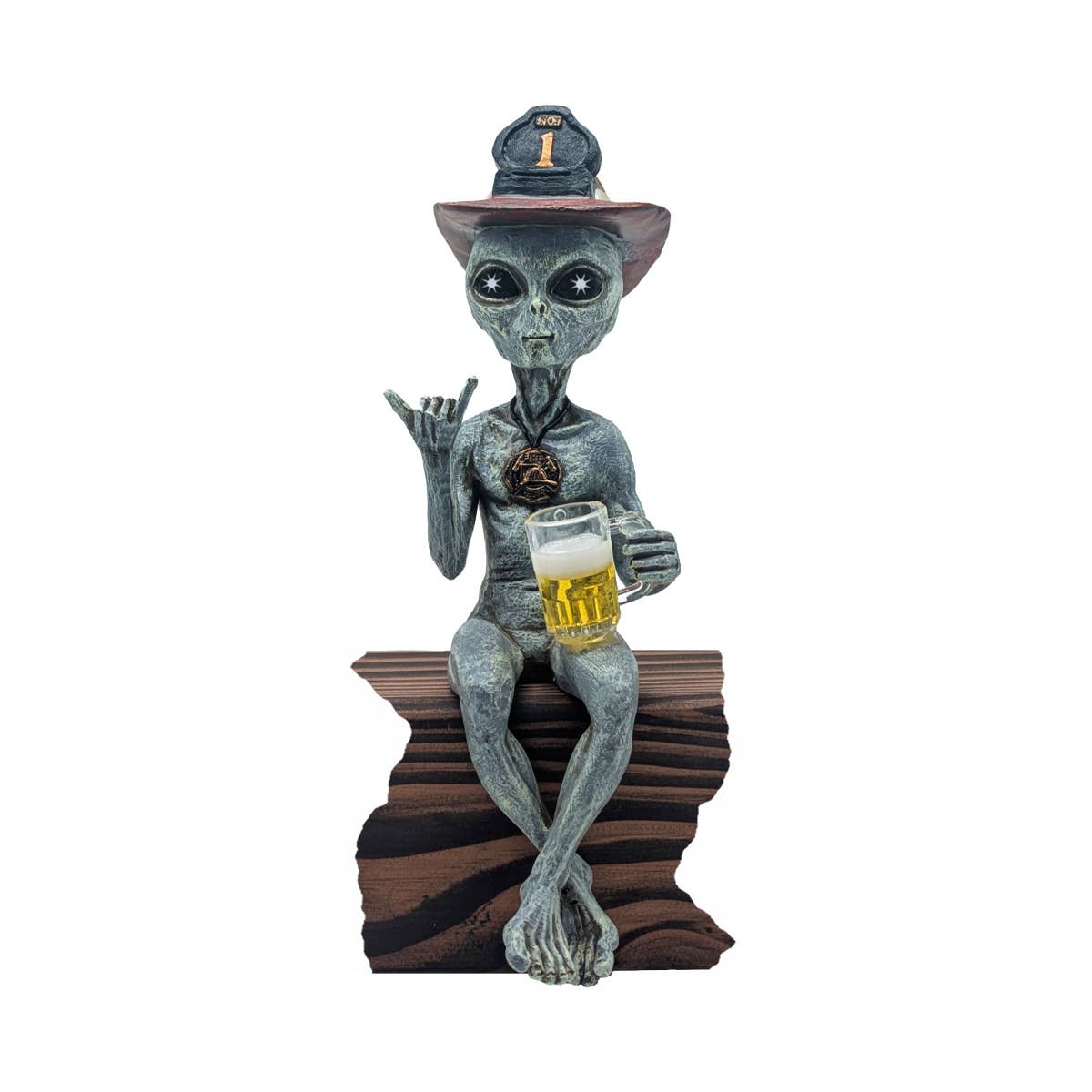 Alien Invasion Fireman Male Shelf Sitter Statue 10" Tall: Gray