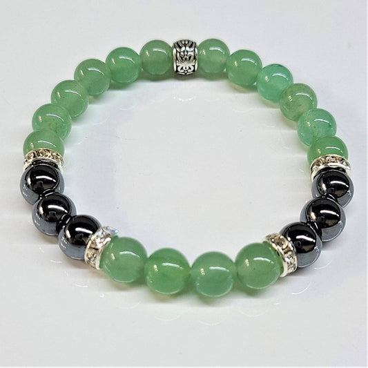8 mm Hematite and Green Aventurine Bracelet