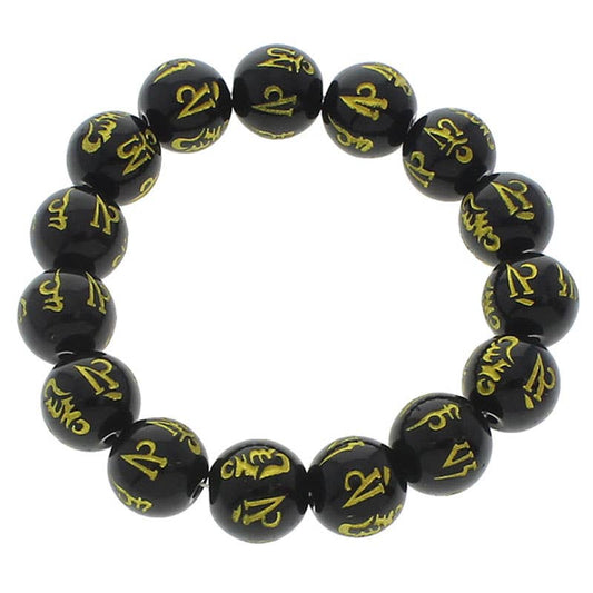 Mala Glass Round Buddhist 10mm (Om mani padme hum)