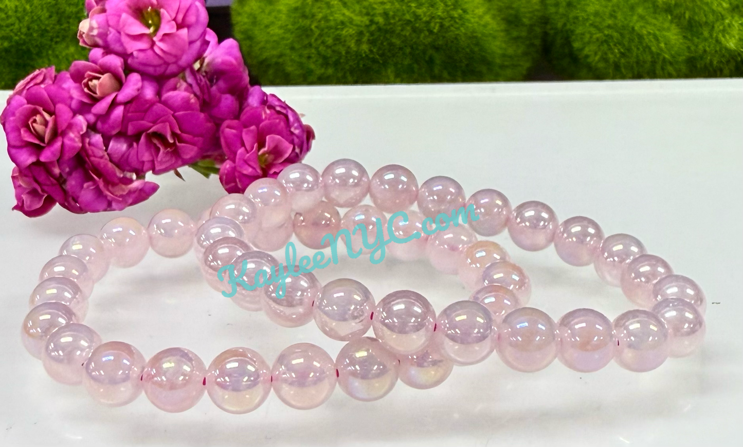 Wholesale 6 Pcs Aura Rose Quartz 8mm 7.5” Crystal Healing