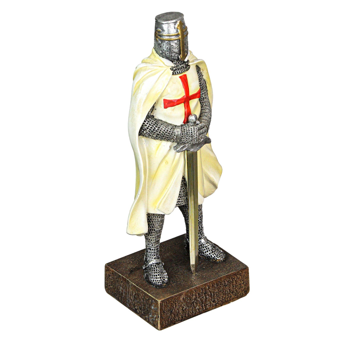 Medieval Templar Knight in Battle Armor Statue Figurine