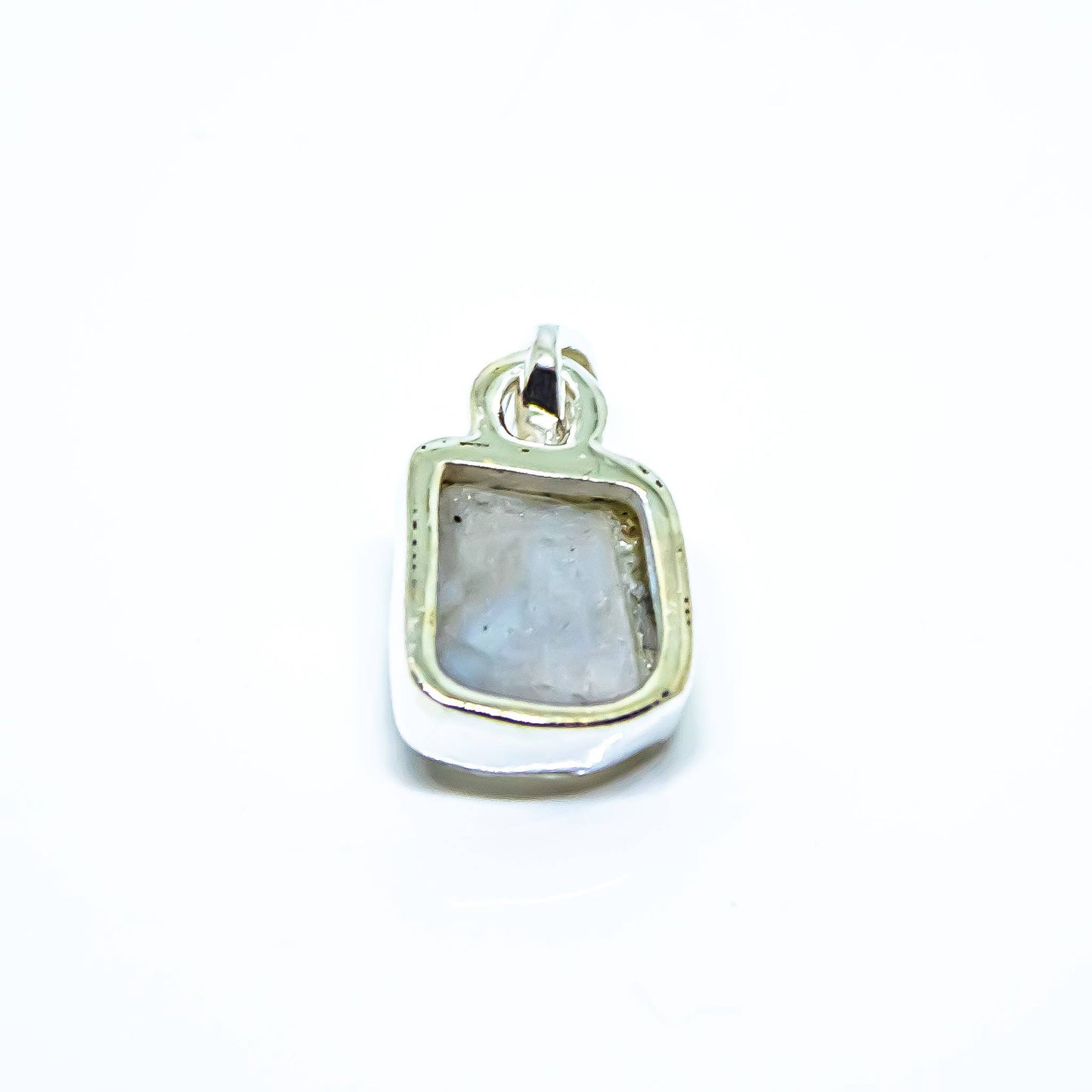 Rainbow Moonstone Freeform Sterling Silver Pendant Necklace