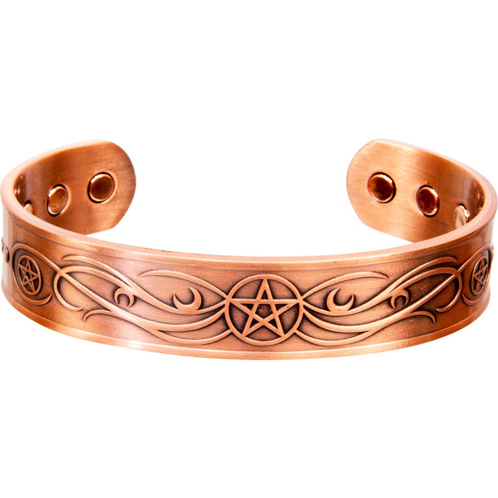 Magnetic Copper Bracelet - Pentacle - Antique Copper