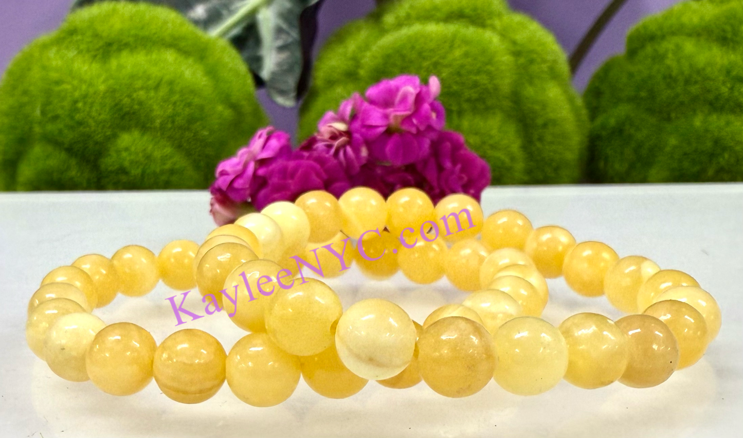 6 Pc 8mm Natural Orange Calcite 7.5” Stretch Bracelet