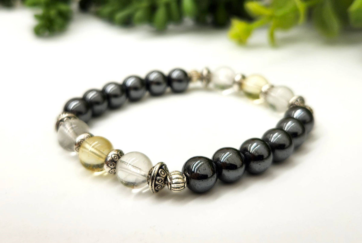 EMPATH PROTECTION-Citrine/Clear Quratz/Hematite Bracelet: OPTION #1: Bracelets Only