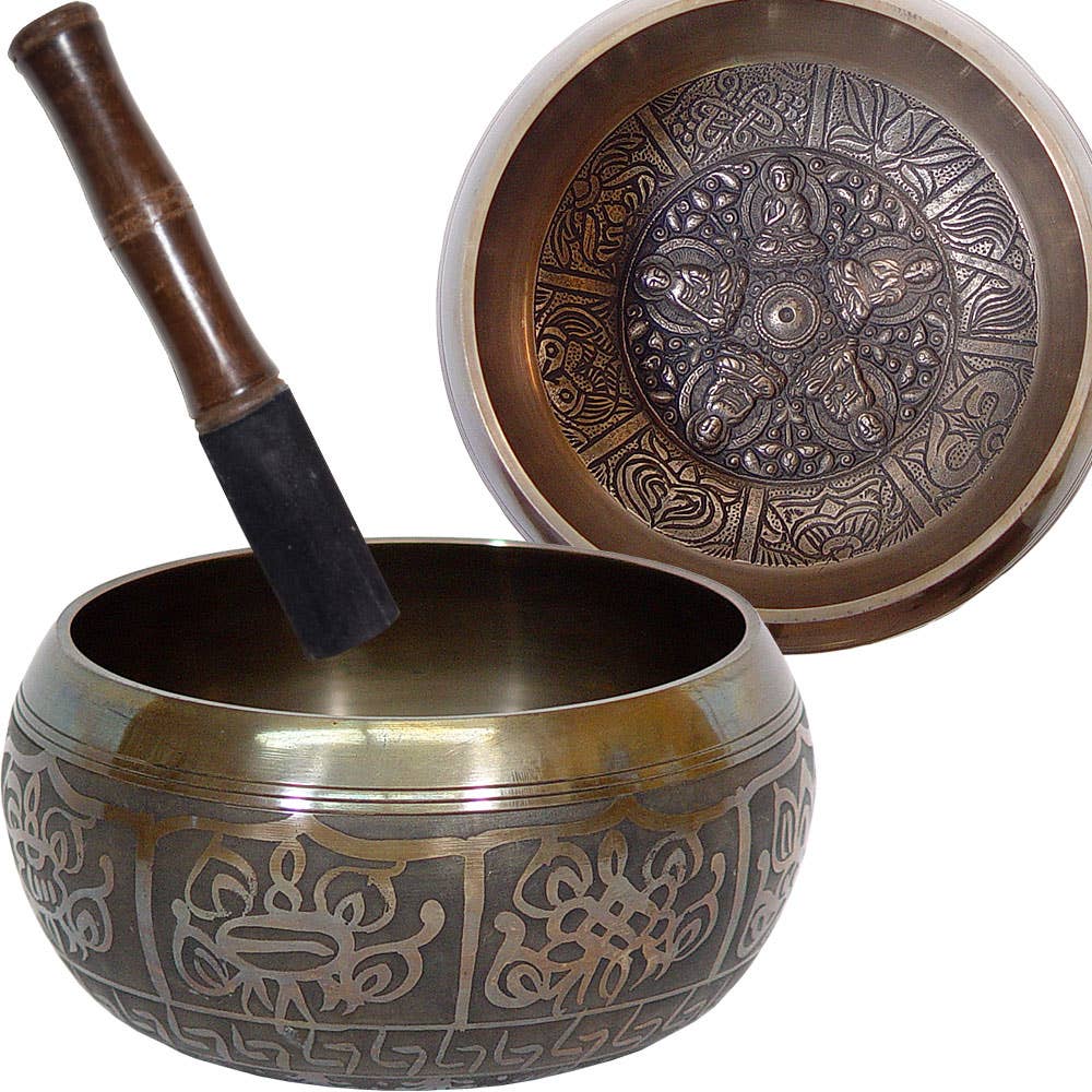 Embossed Singing Bowl Medium 5 Dhyani Buddhas (Each)