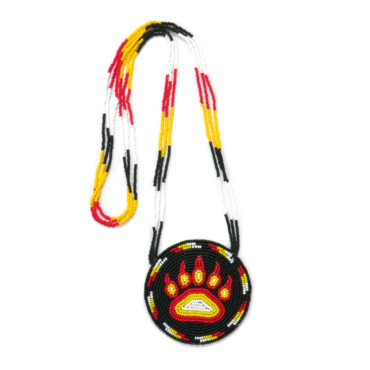 Native American Style Beaded Bear Paw medallions (Black): Black