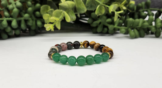 ABUNDANCE - Green Jade/Tiger Eye/Bloodstone Bracelet 8mm: OPTION #1: Bracelets Only