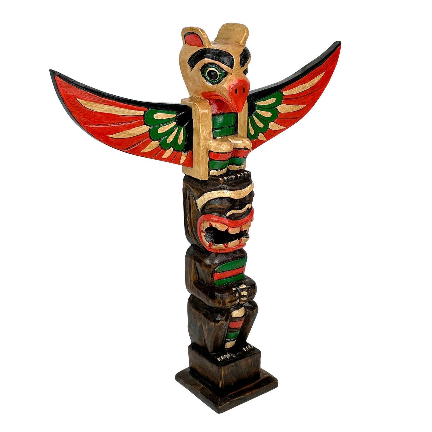 Light Brown Northwest Coast Style Eagle Totem Pole Sculpture
