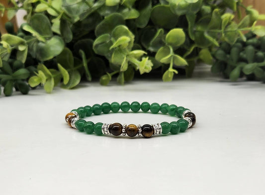 ABUNDANCE - Yellow Tiger Eye & Jade Bracelet 6mm beads 7.5": OPTION #1: Bracelets Only