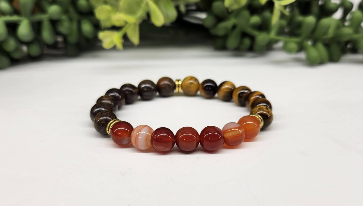 DEPRESSION SUPPORT - Tiger Eye/Banded Carnelian/Bronzite: OPTION #1: Bracelets Only